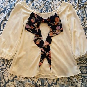 White Bow Back Blouse